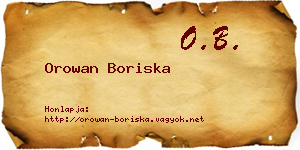 Orowan Boriska névjegykártya